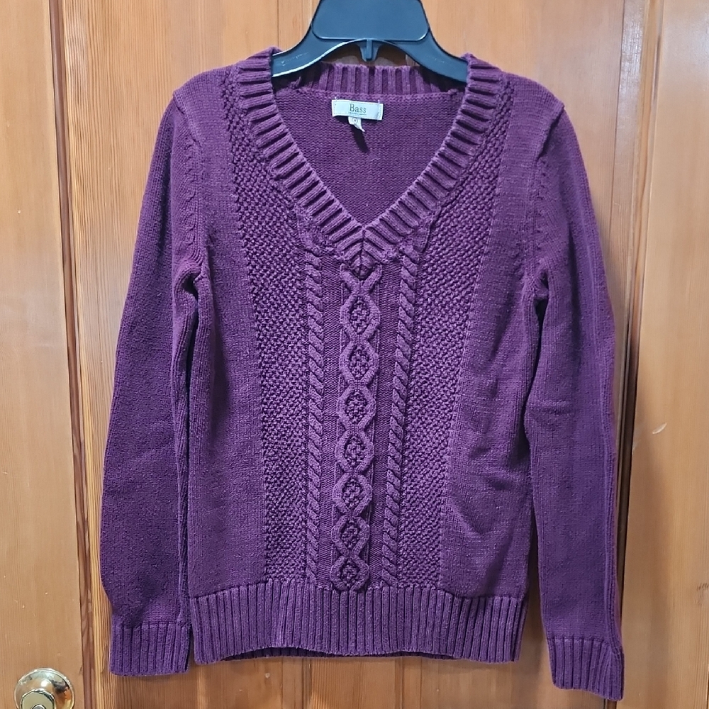 Bass Women's V-Neck Burgundy Sweater Sz M